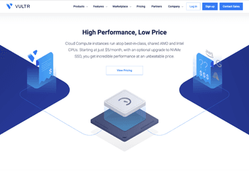 Vultr.com landing website, 2019.